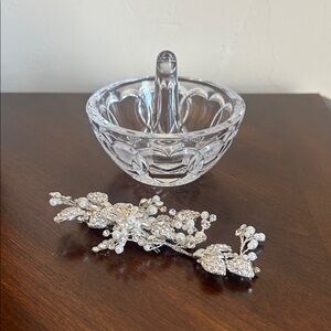 Waterford Crystal Ring Holder & Bridal Crystal Barrette. Selling as a set.
